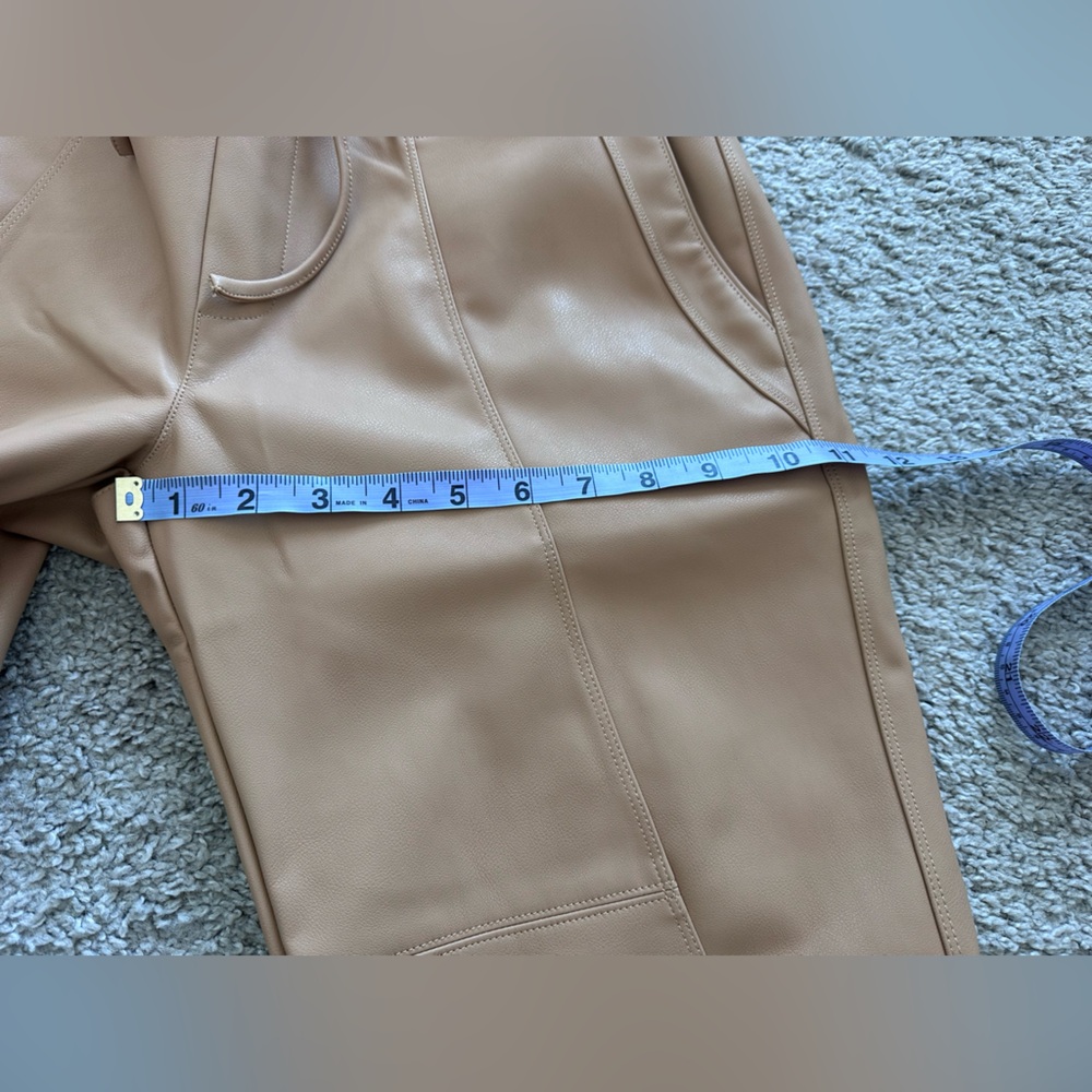 Melissa Nepton Faux Leather Pants | Tan | Size Small | Drawstring Waist - Picture 8 of 13